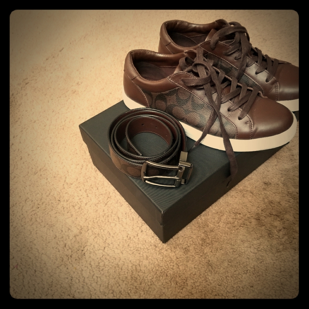 Men Coach shoes and belt